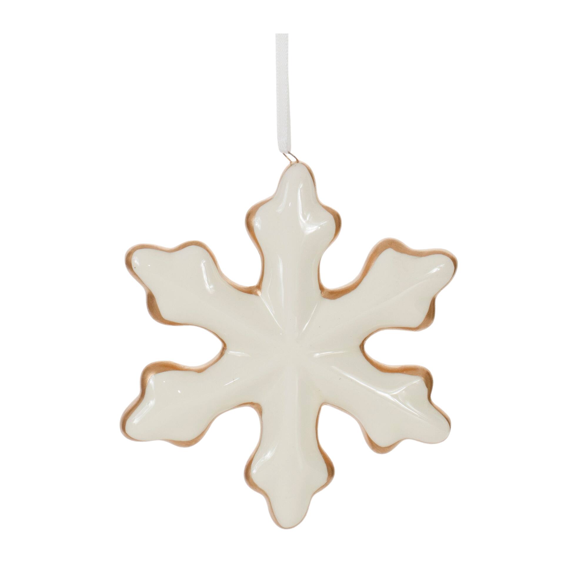 4" Ceramic Star & Snowflake Ornaments Set